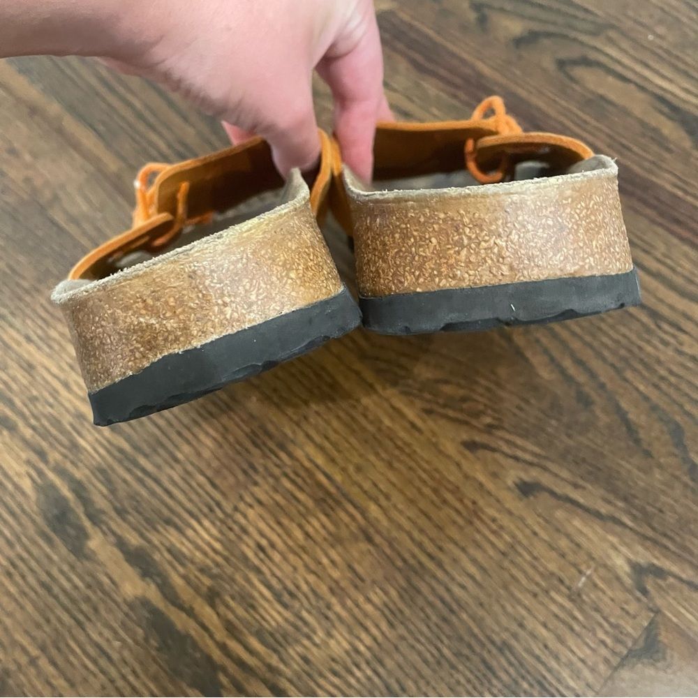 BIRKENSTOCK Papillo Orange Leather Lace Up Slip On Sandals - Picture 6 of 10